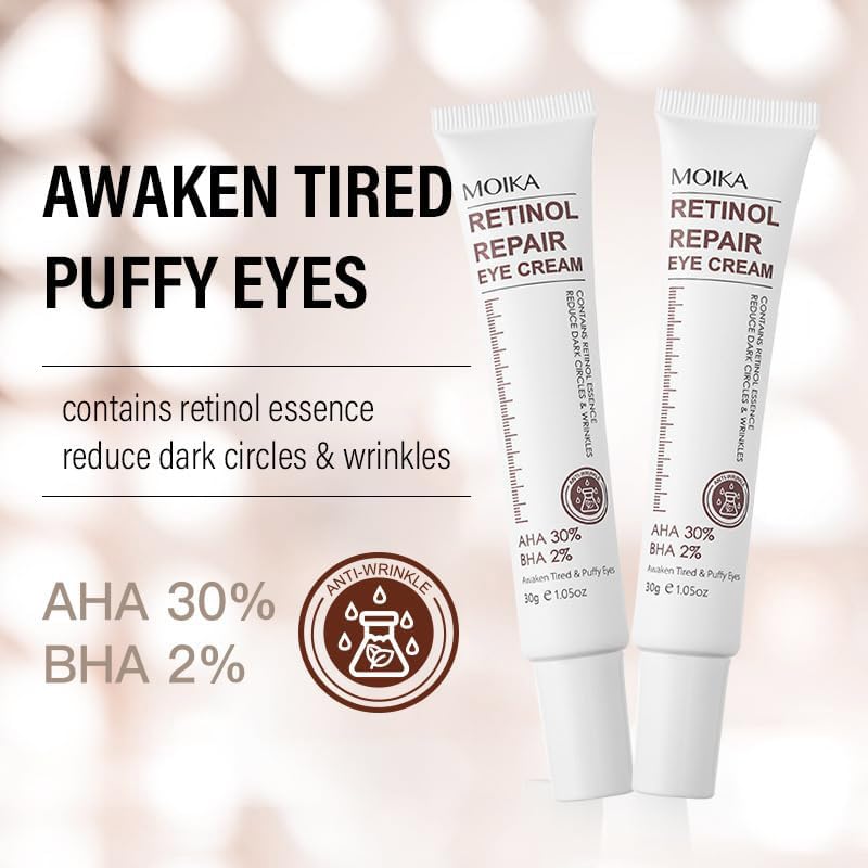 Magic Retinol Eye Cream for Dark Circles Puffiness and Bags Under Eyes, Instant Results Firm Eye Tightener Anti Aging Under Eye Cream for Men Women, Reduce Fine Lines Wrinkles and Age Spots, 1.06 Oz