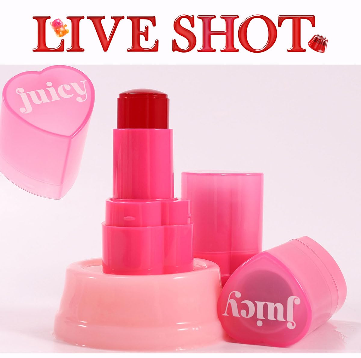 Cooling Water Jelly Tint Stick,Multi-Use Juicy Love Blush, 3-In-1cheek Blush & Eyeshadow & Lip Tinted Long-Lasting Moisture Stick,Bouncy Jelly Texture,Creates A Moist Watercolor Effect (#01, 0.32oz)