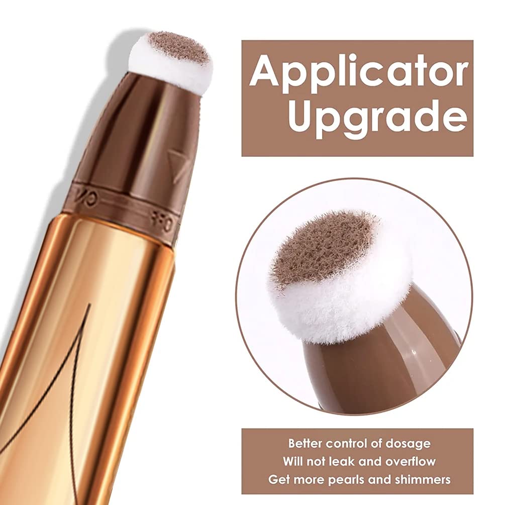 3 Color Contour Beauty Wand, Highlighter ,Face Concealer Contouring with Cushion Applicator Long Lasting & Smooth Matte Finish Liquid Illuminator Makeup Stick .(01 Contour+03 Cherry Red +05 Bronze Gold)