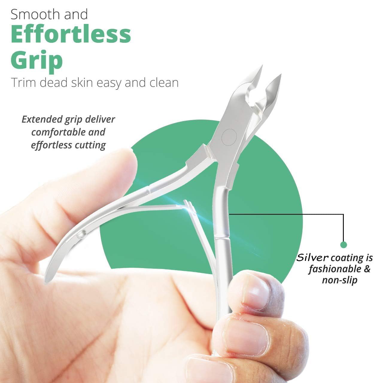 Professional Cuticle Trimmer Nail Cuticle Cutter Stainless Steel Cuticle Nippers with Sharp Blades of Cuticle Remover Clippers Manicure Tools Double Spring - Pedicure Nail Tools (Silve - 4 Pack)