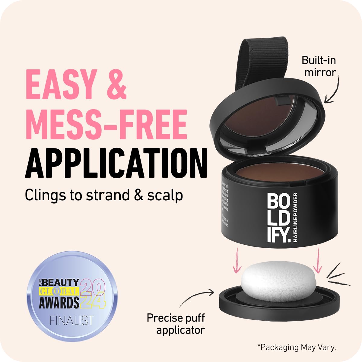 BOLDIFY Hairline Powder - Root Touch Up Hair Color for Gray Coverage - Bald Spot Concealing Hair Powder for Women & Men - 48-Hour Stain-Proof - Dark Gray