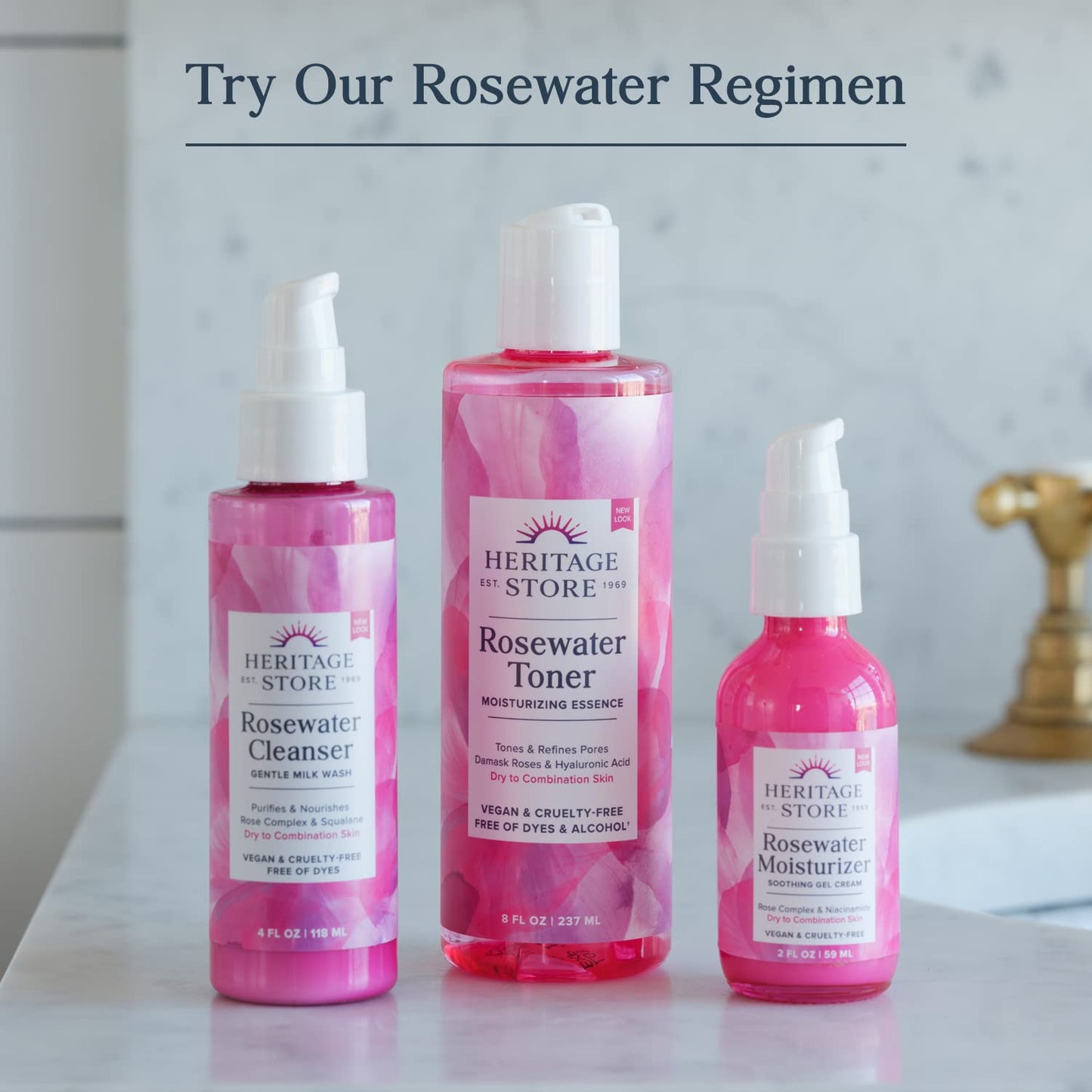 HERITAGE STORE Rosewater & Glycerin Hydrating Facial Mist - Dry Combination Skin Care - Rose Water Spray w/Vegetable Glycerine, Made Without Dyes or Alcohol, Hypoallergenic, Vegan, Cruelty Free, 2oz