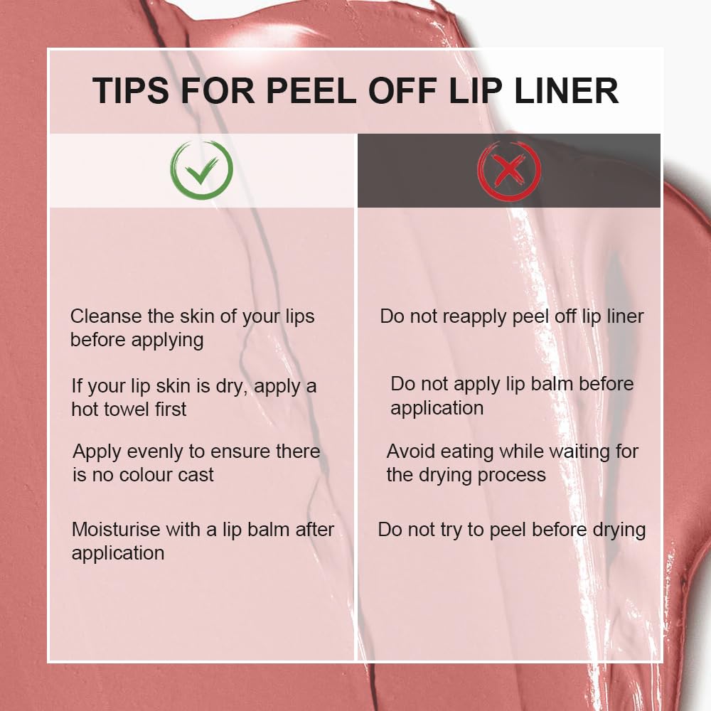 3 Colors Peel Off Lip Liner Stain with Tweezer, Long Lasting Waterproof Lip Tint Stains Makeup Set with Matte Finish for Women, Natural Look, Easy to Use, for All Skin Types (#015, M)