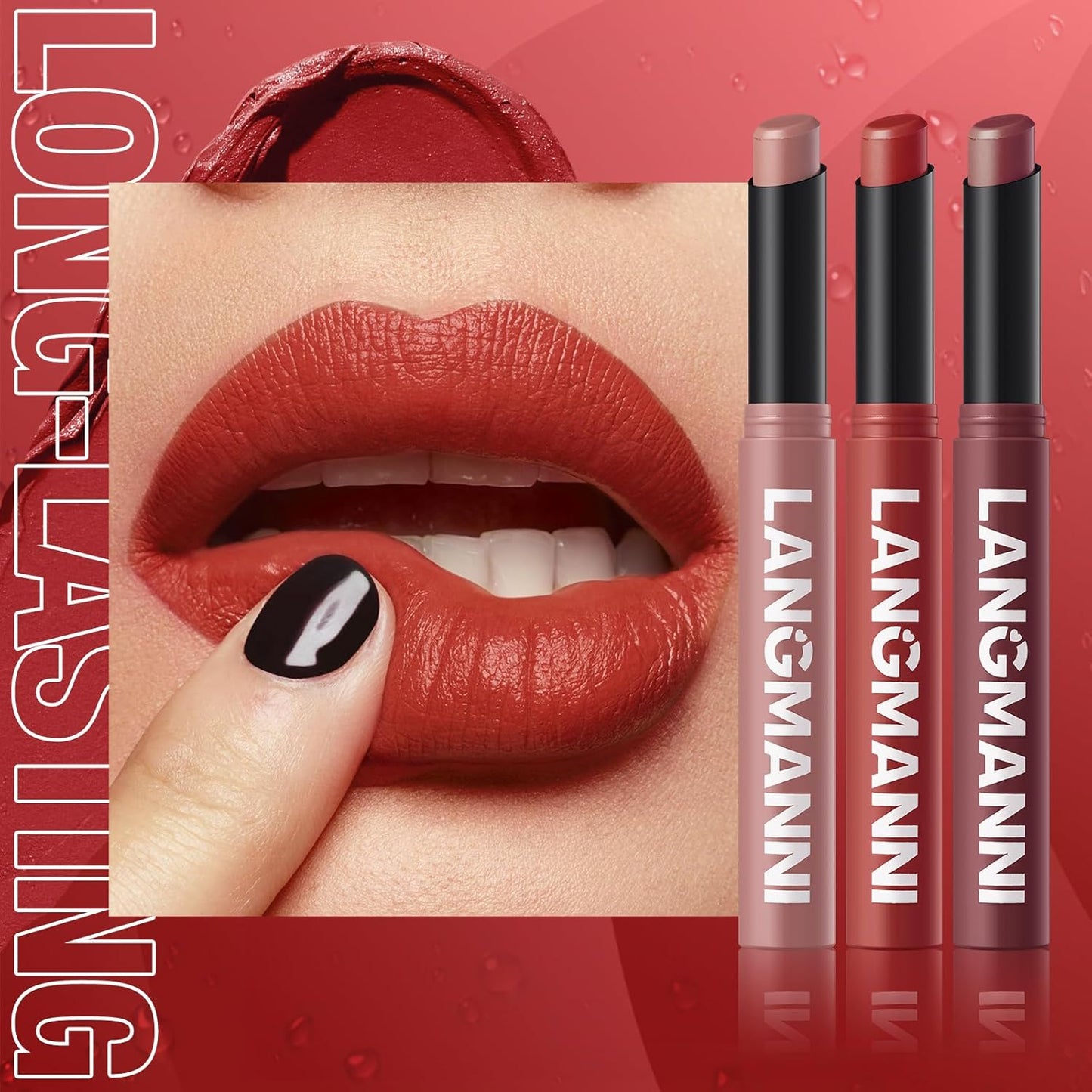 Jolilab 3Pcs Velvet Matte Lipstick Nude Matte Soft Dark Color Stick High Pigmented Long-Lasting Waterproof Lip Stick Lip Balm Beauty Cosmetics Gift for Girls and Women(01#+02#+03#