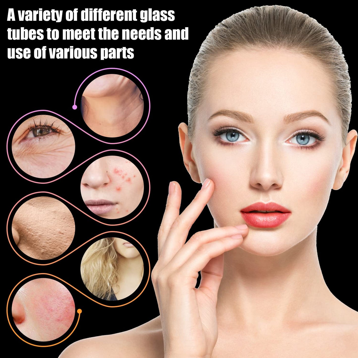 High Frequency Facial Wand - UUPAS Portable High Frequency Facial Machine with 6 Pcs Different Tubes(Orange & Purple)