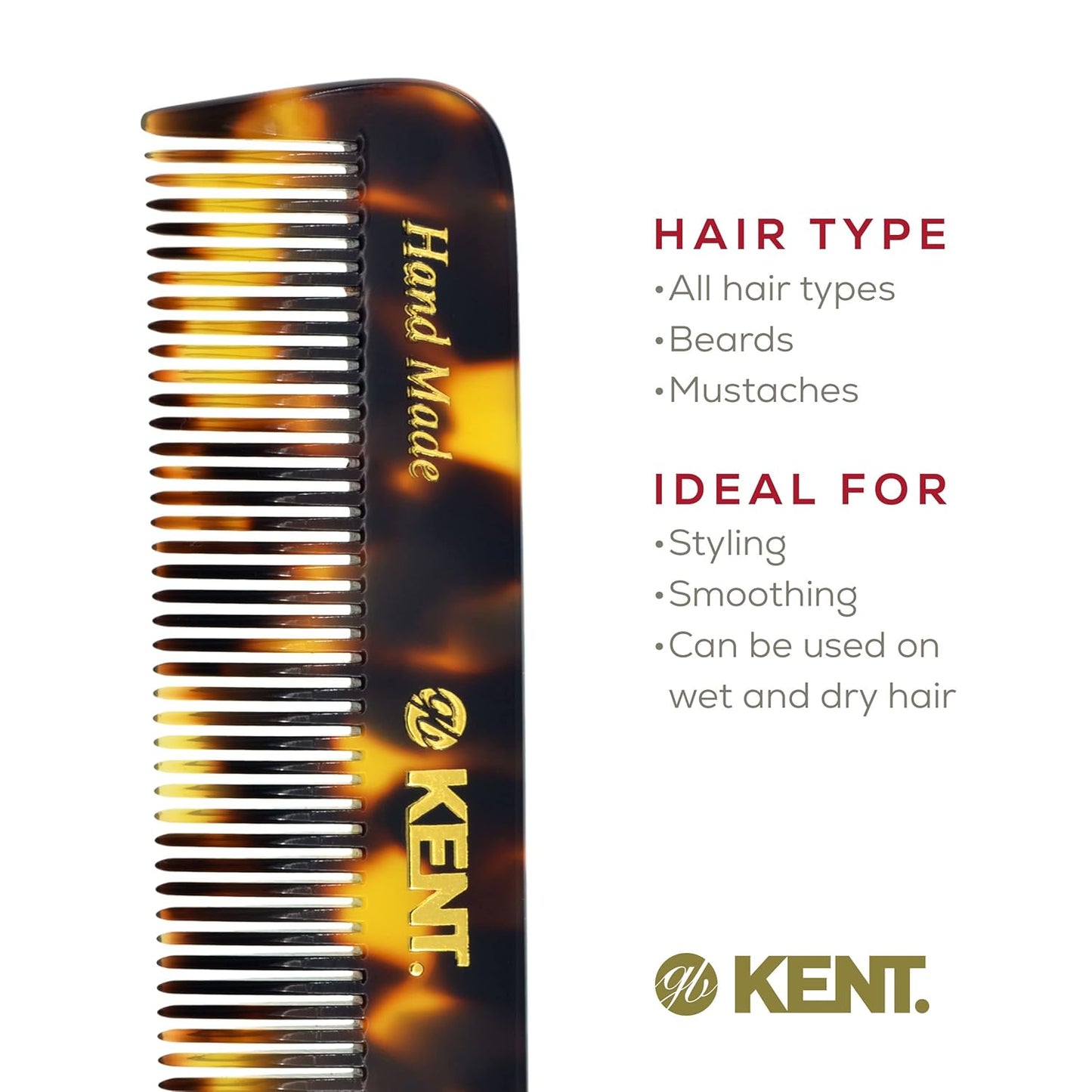 Kent Beard Comb Set Pocket Combs for Men - Pocket Beard and Mustache Comb Kit for Men for Travel and Home, Mini Combs for Mens Grooming, Handmade Kent Comb Mens Beard Grooming Set