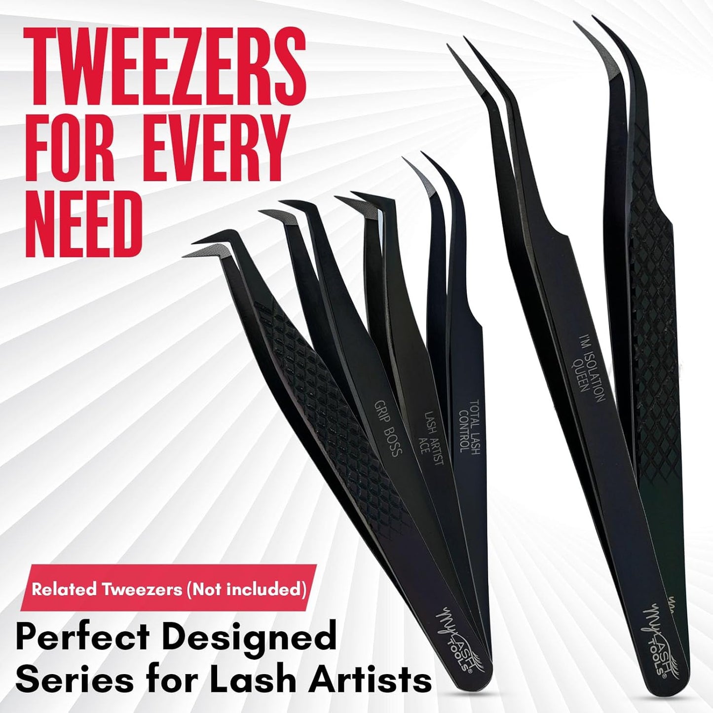 Curved Classic & Volume Fiber Tip Lash Tweezer – SLAY CURVE, Diamond Grip, Professional Eyelash Extension Tweezers, Precision Lash Tool (Black)