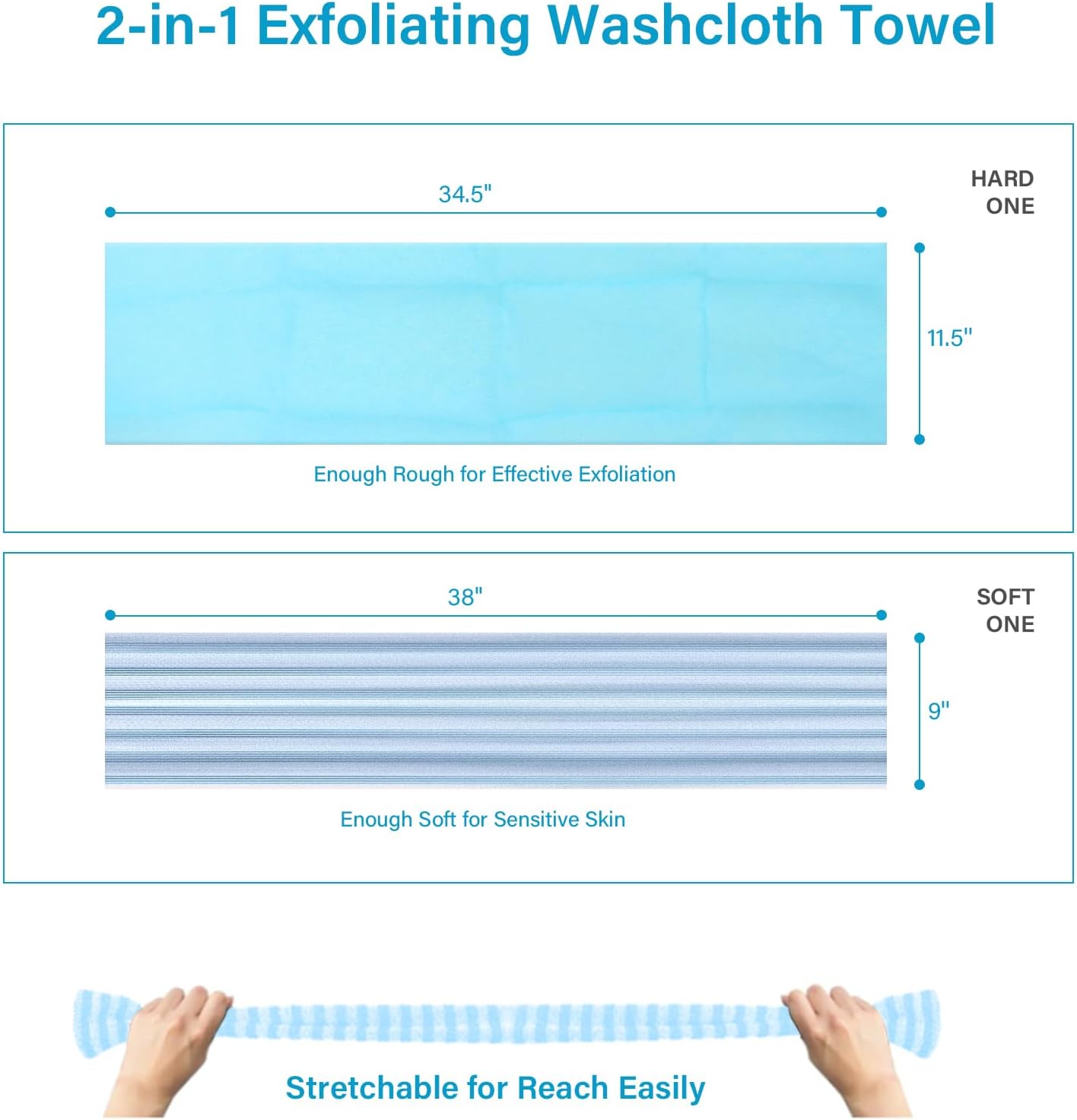 Yiclick 2pcs Back Scrubber for Shower Bath ,Exfoliating Body Scrubber, Body Exfoliator Loofah Luffa Sponge Net Rag Back Washer