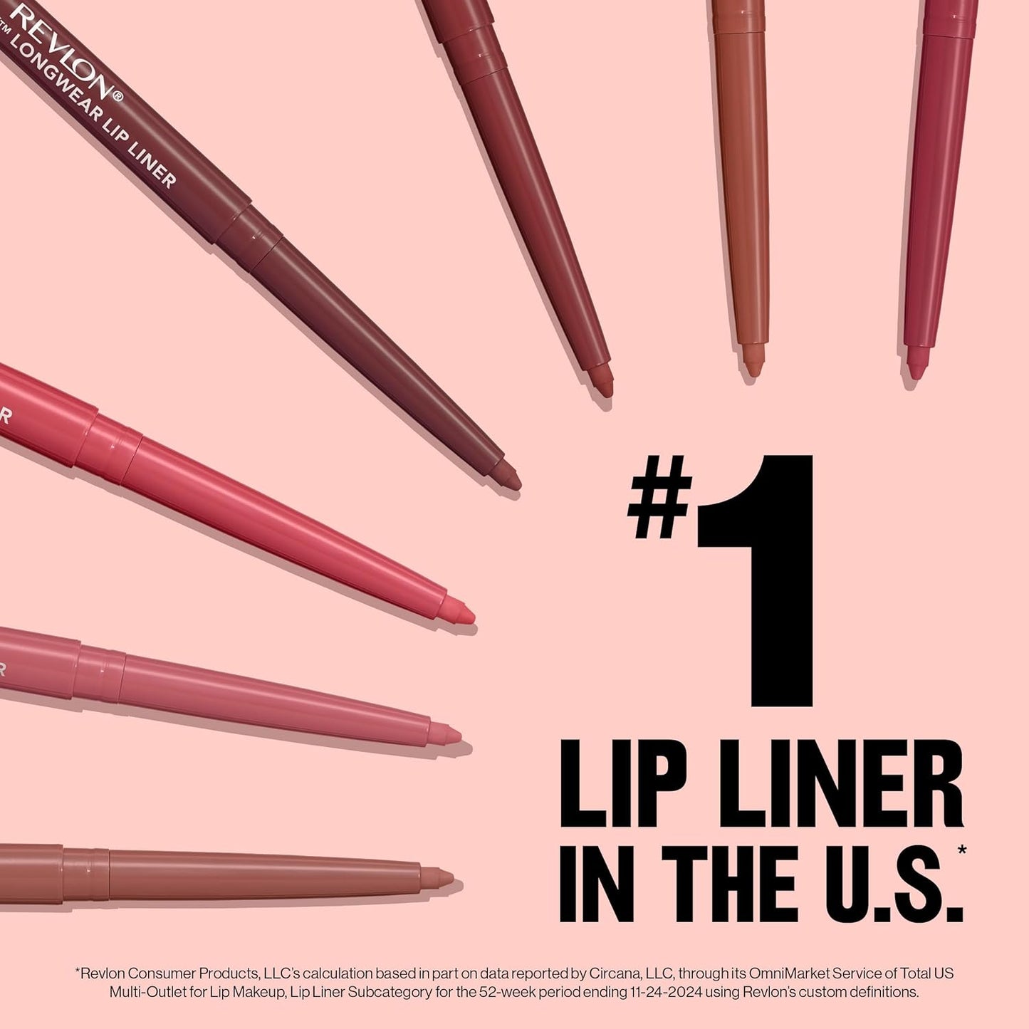 Revlon Colorstay Lip Liner Makeup with Built-in-Sharpener, Longwear Rich Colors, Smooth Application, 650 Pink, 0.01 oz