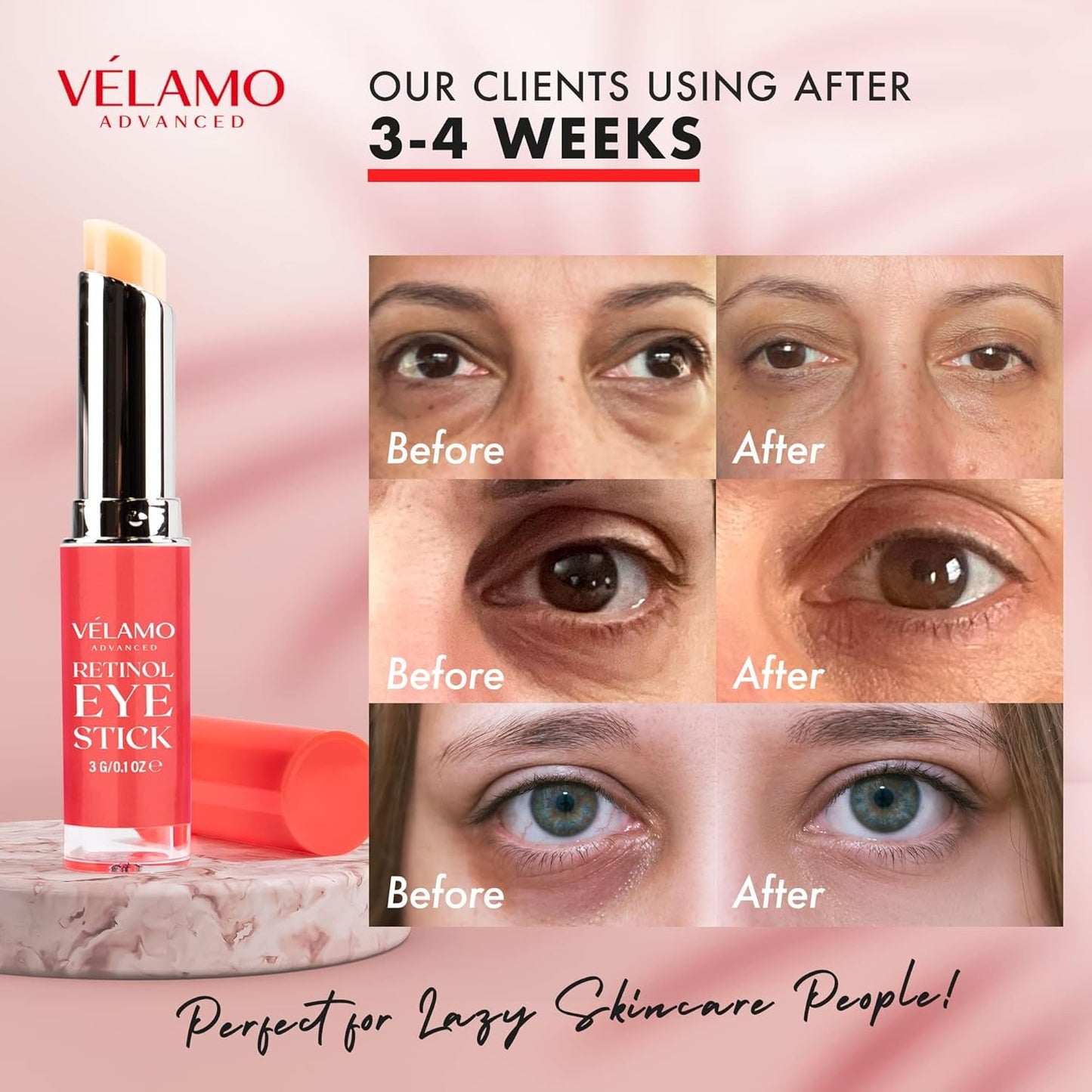 Retinol Eye Stick, Retinol Eye Cream, Retinol Cream, Retinol Face Cream, Under Eye Cream Anti Aging, Eye Cream, Brightening Eye Balm Reduces Fine Lines and Dark Circles, Visible Results in 3-4 Weeks