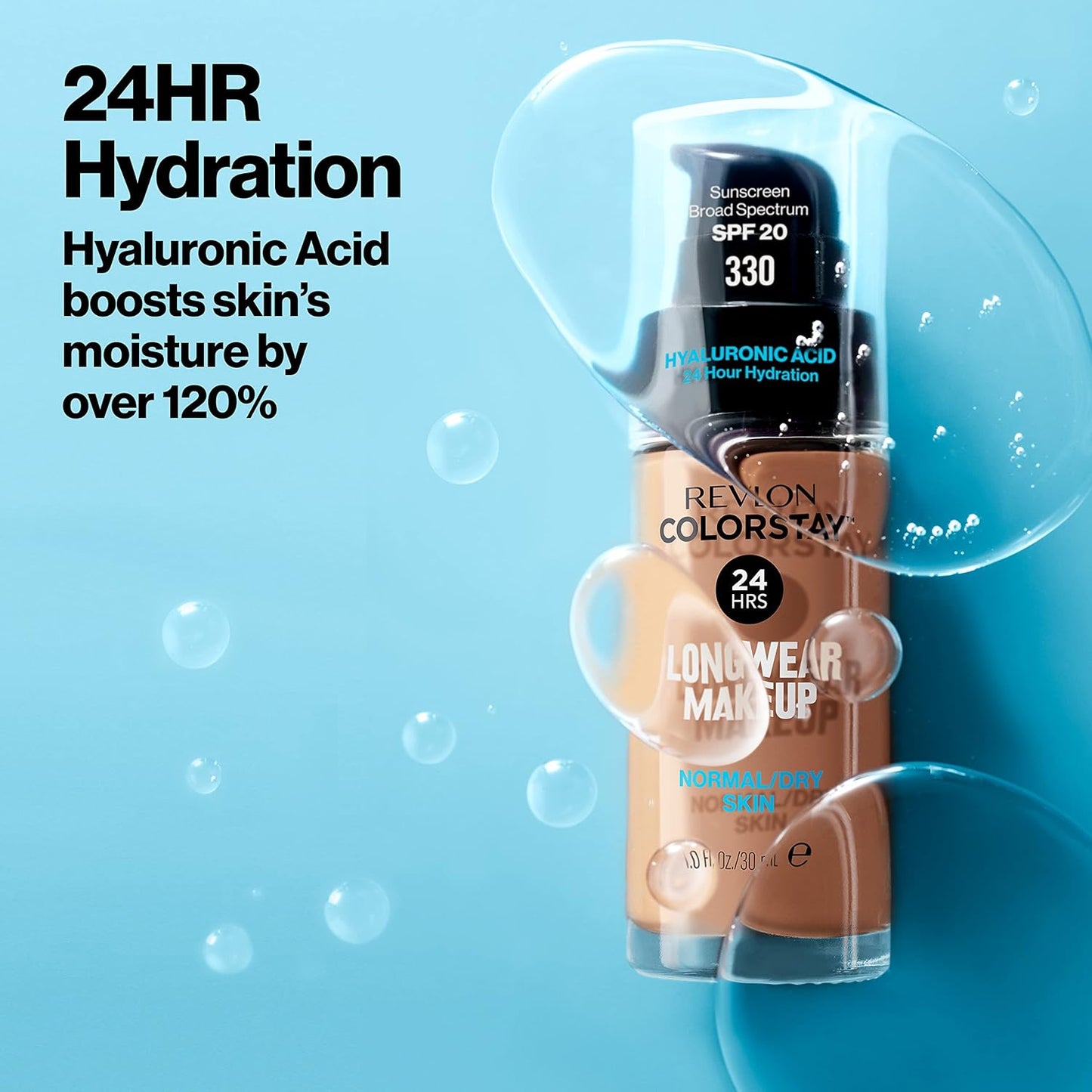Revlon Liquid Foundation, ColorStay Face Makeup for Normal & Dry Skin, SPF 20, Longwear Medium-Full Coverage with Natural Finish, Oil Free, 110 Ivory, 1 Fl Oz