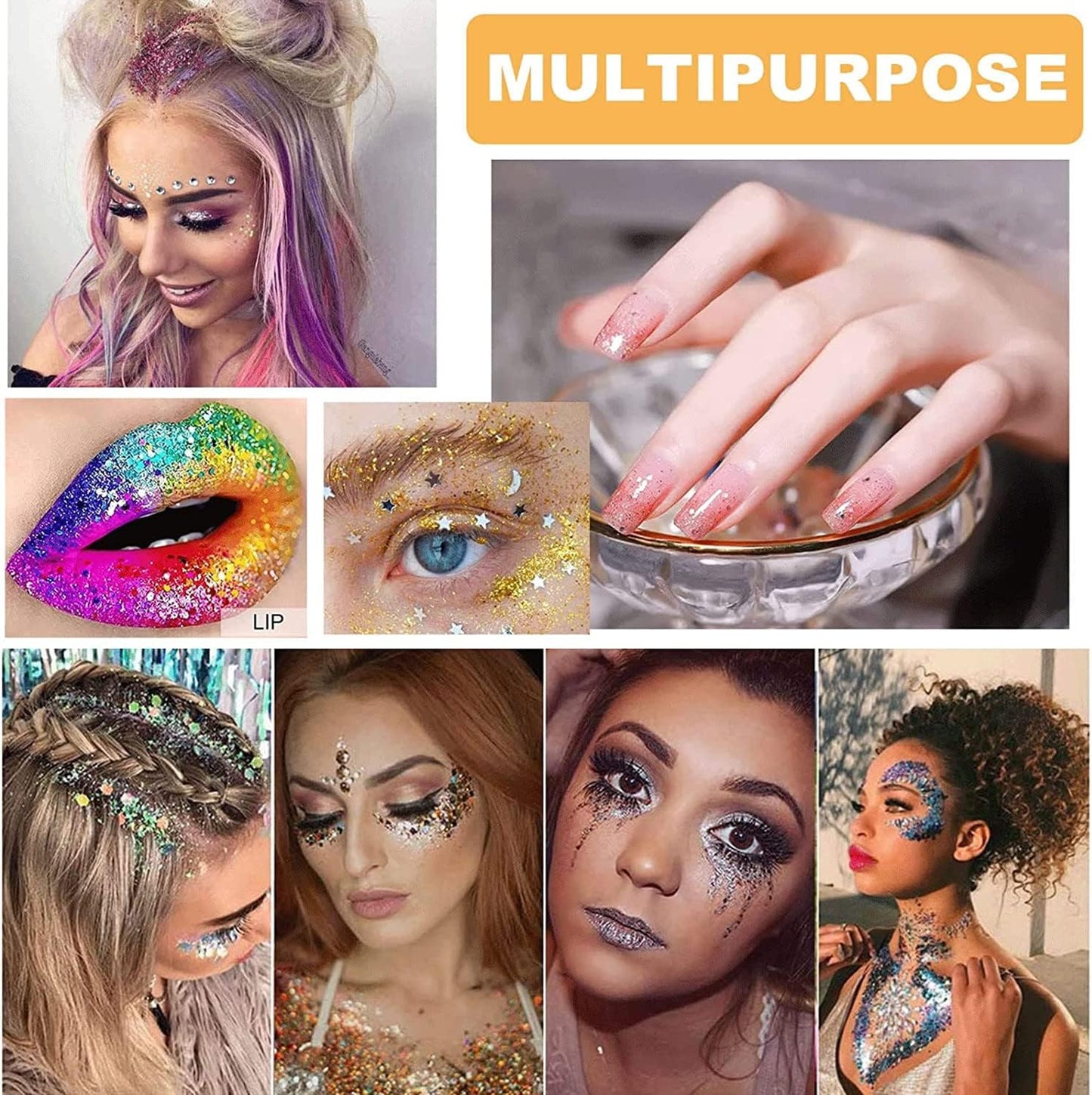 MAEPEOR Chunky Face Body Glitter Gel 19 Colors Mermaid Sequins Holographic Body Glitter Gel Long-Lasting Festival Makeup Glitter Paint for Face Body Hair Nails (30g, 08 Red)