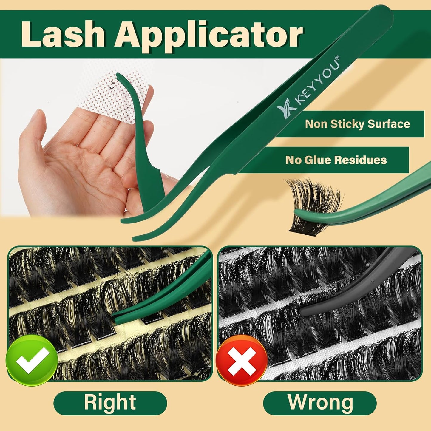 KEYYOU DIY Lash Extension Kit 182pcs Soft Lash Clusters 200D Curl Easy to Apply with Lash Bond and Seal Lash Applicator Lash Remover Eyelash Extension Kit at Home(RMkit-200D-D-10-18mix)