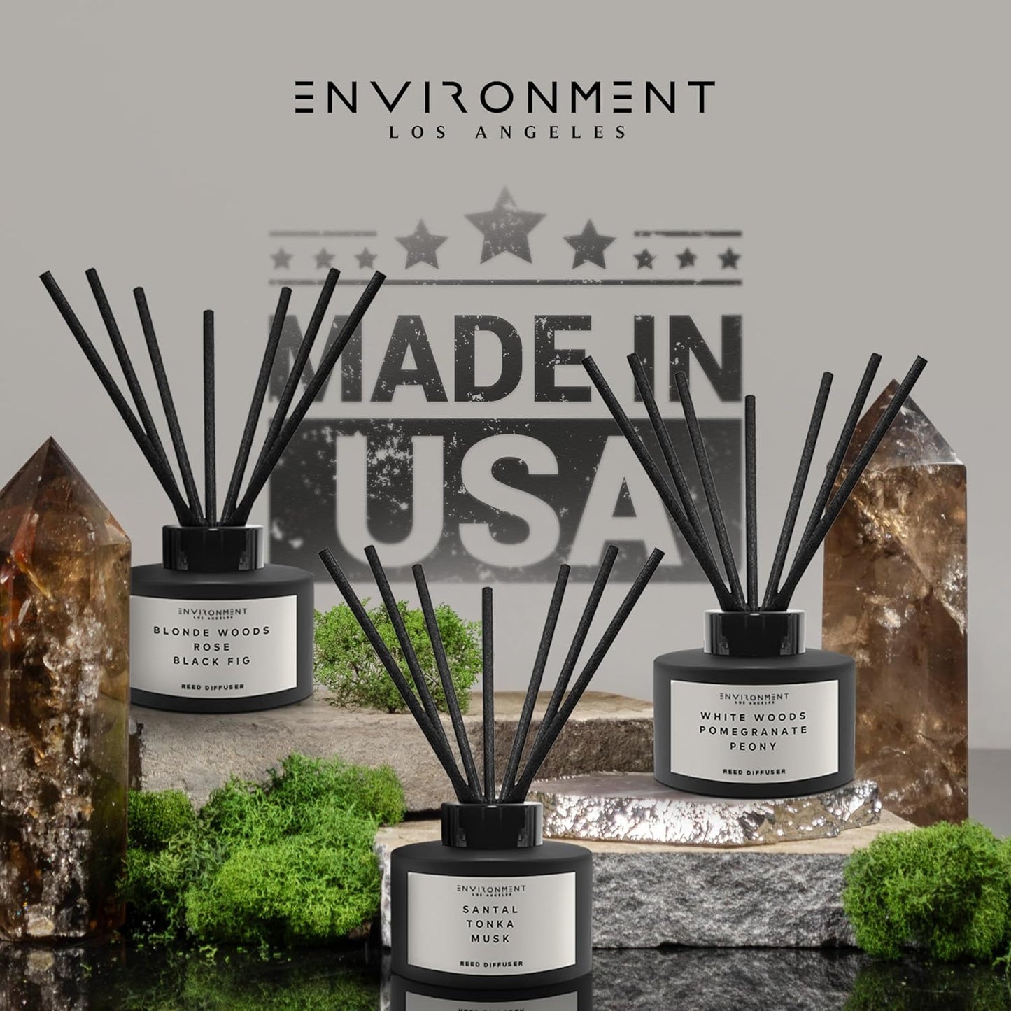 ENVIRONMENT Inspired by 5-Star Hotels MRT Reed Diffuser, 200ml Reed Diffuser Aromatherapy (Grapefruit | Red Currant | Jasmine) Reed Diffusers for Home, Diffusing Oil Fragrance, Home Fragrance Products