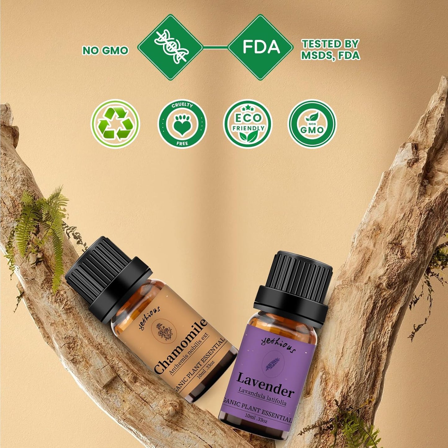 yethious Chamomile Lavender Essential Oil Set Pure Chamomile Lavender Aromatherapy Oils Organic Chamomile Essential Oil for Diffuser 2 Pack 10ML