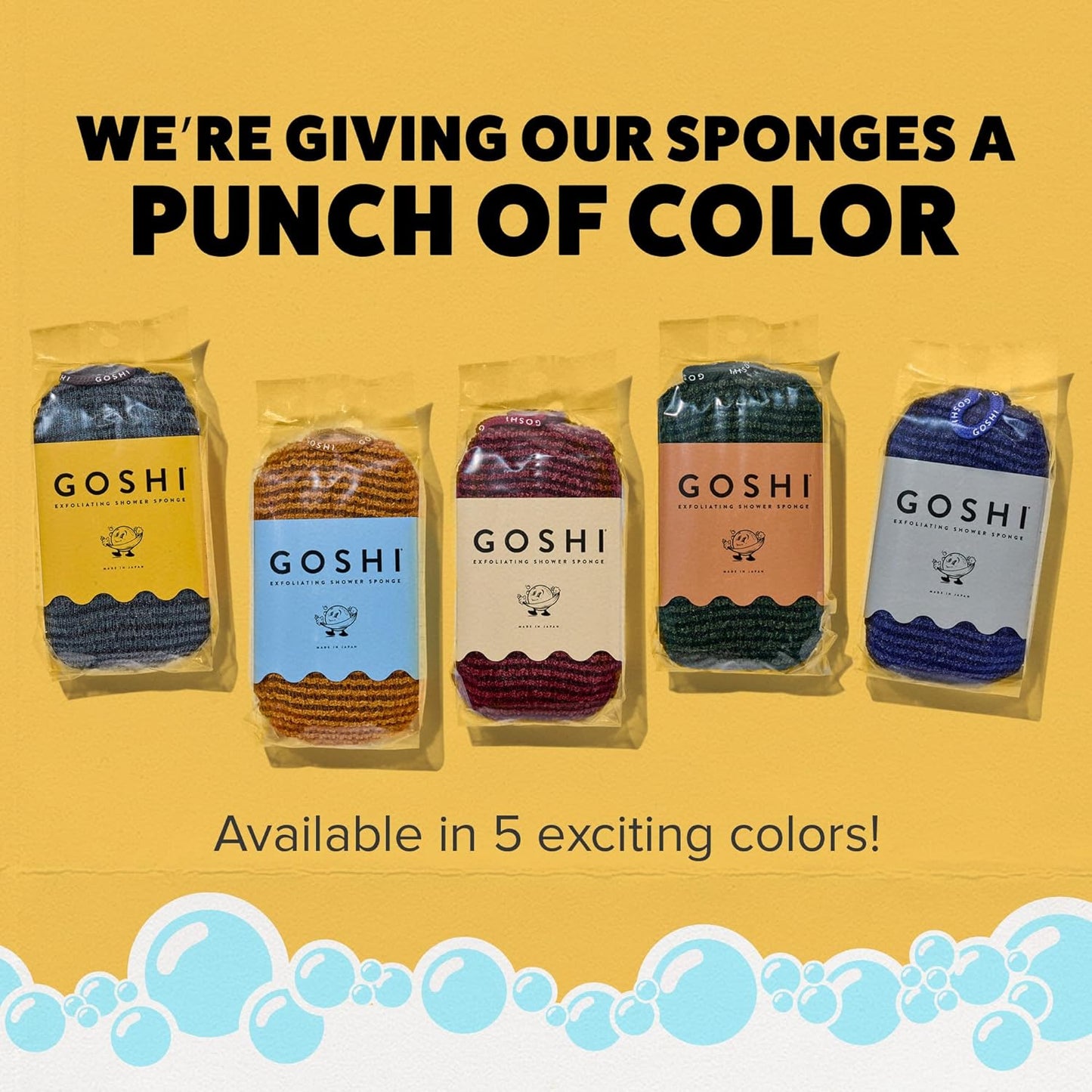 GOSHI Exfoliating Shower Sponge - Rip-Resistant, Rapid-Drying Exfoliating Bath Sponge for All Skin Types - Moss Green - Made in Japan