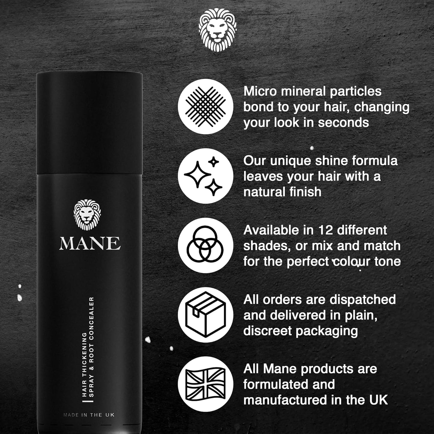 Mane Hair Thickening Spray & Root Touch Up, Instantly Thicker Hair for Men & Women, Fill in Hairlines and Hide Thinning and Fine Patches - Ash Blond, 12 Colors (6.76 oz)