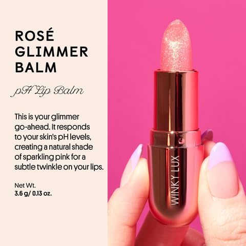 Winky Lux Unicorn Glimmer Balm & Rose Glimmer Balm Duo – Hydrating ph Lip Balm, Natural Pink Tint with pH Color Changing, Moisturize & Soften Lips While Leaving Sheer Pink Tint, with Vanilla Scent