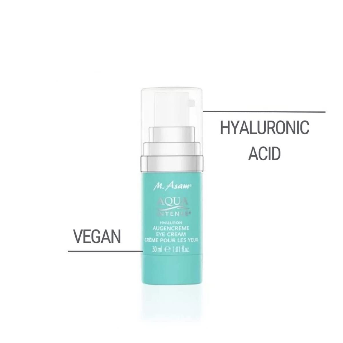 M. Asam Aqua Intense Eye Cream – Gentle Yet Effective Under Eye Cream with Hyaluronic Acid, targets fine lines & wrinkles, cushioning & smoothing effect, for all skin types, 1.01 Fl Oz