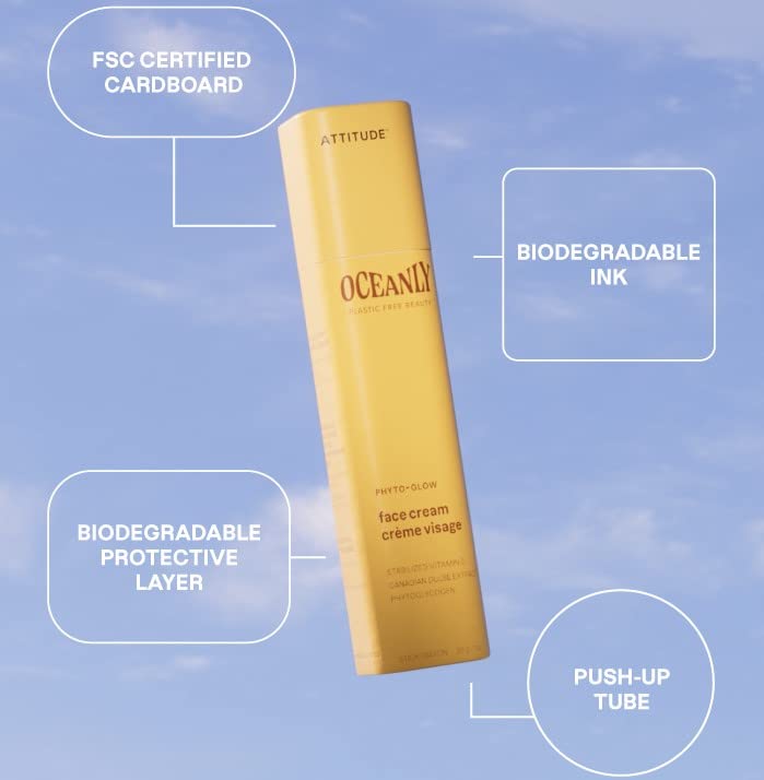 ATTITUDE Oceanly Eye Cream Stick, EWG Verified, Plastic-free, Plant and Mineral-Based Ingredients, Vegan and Cruelty-free Beauty Products, PHYTO GLOW, Unscented, 0.3 Ounce