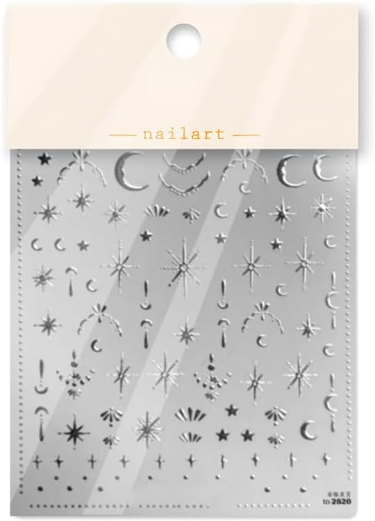 Moon Star 3D Silver Nail Stickers - Luxury Nail Art Design for Women & Girls - DIY Manicure Decoration