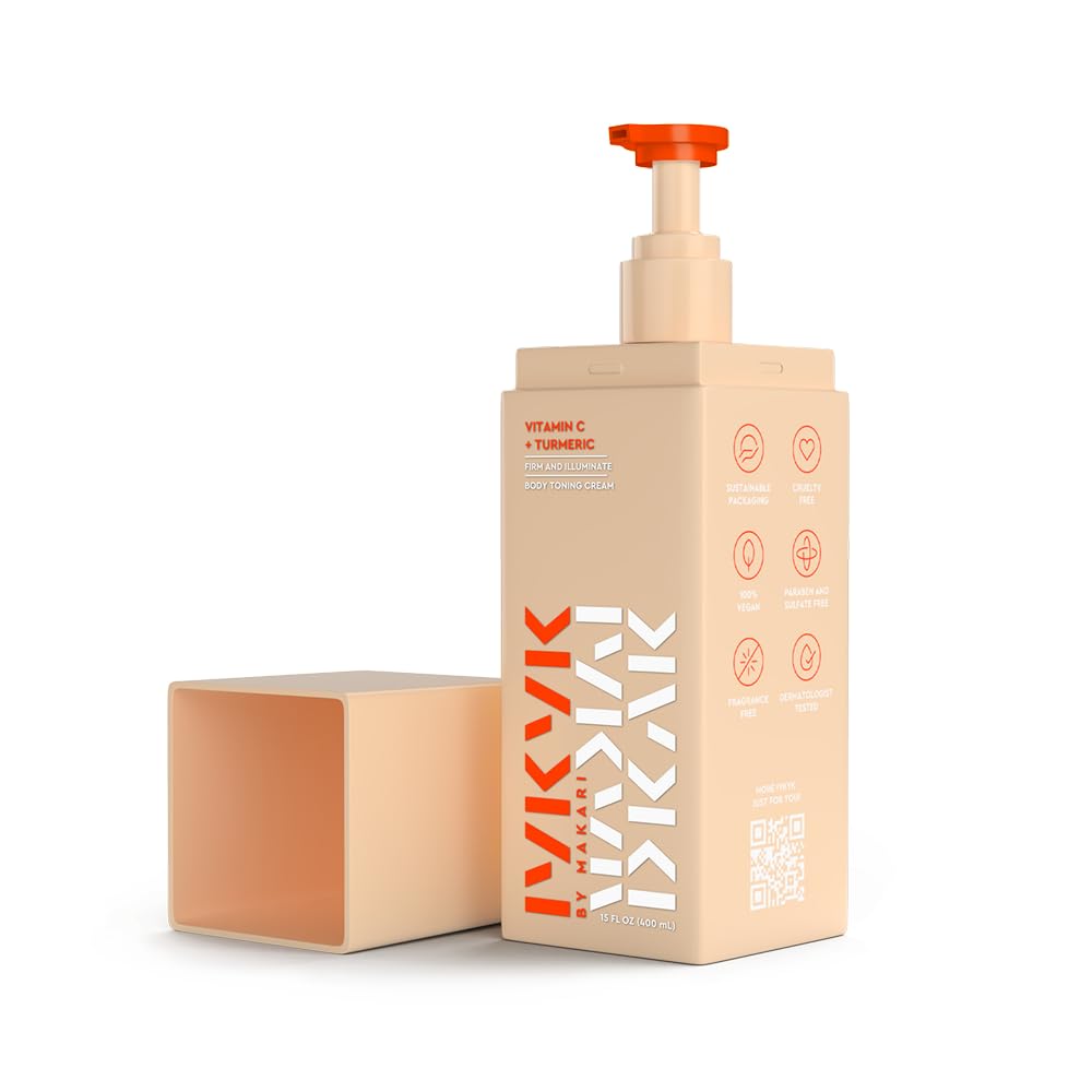 IYKYK By Makari Vitamin C + Turmeric Body Toning Cream, Lightweight Firming Body Lotion for Women, Reduces Appearance of Dark Spots for Radiant Skin, Vegan Moisturizer, No Fragrance, Paraben & Sulfate
