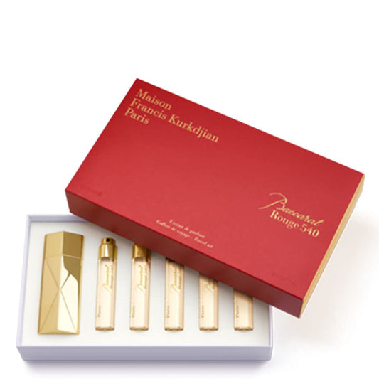 Maison Francis Kurkdjian Baccarat Rouge 540 Travel Set for Unisex - 6 Pc Gift Set 5 x 0.37 Extrait De Parfum Spray (Refill), Case Gold