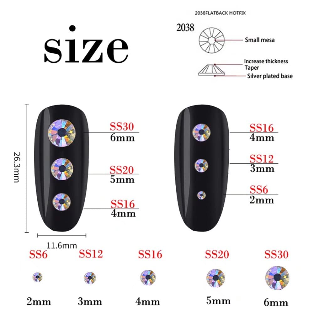 3000 Pieces SS12 3mm Flatback Rhinestones Clear Glass Round Gems Crystals for Nail Art DIY Crafts Clothes Shoes Bags （Silver）