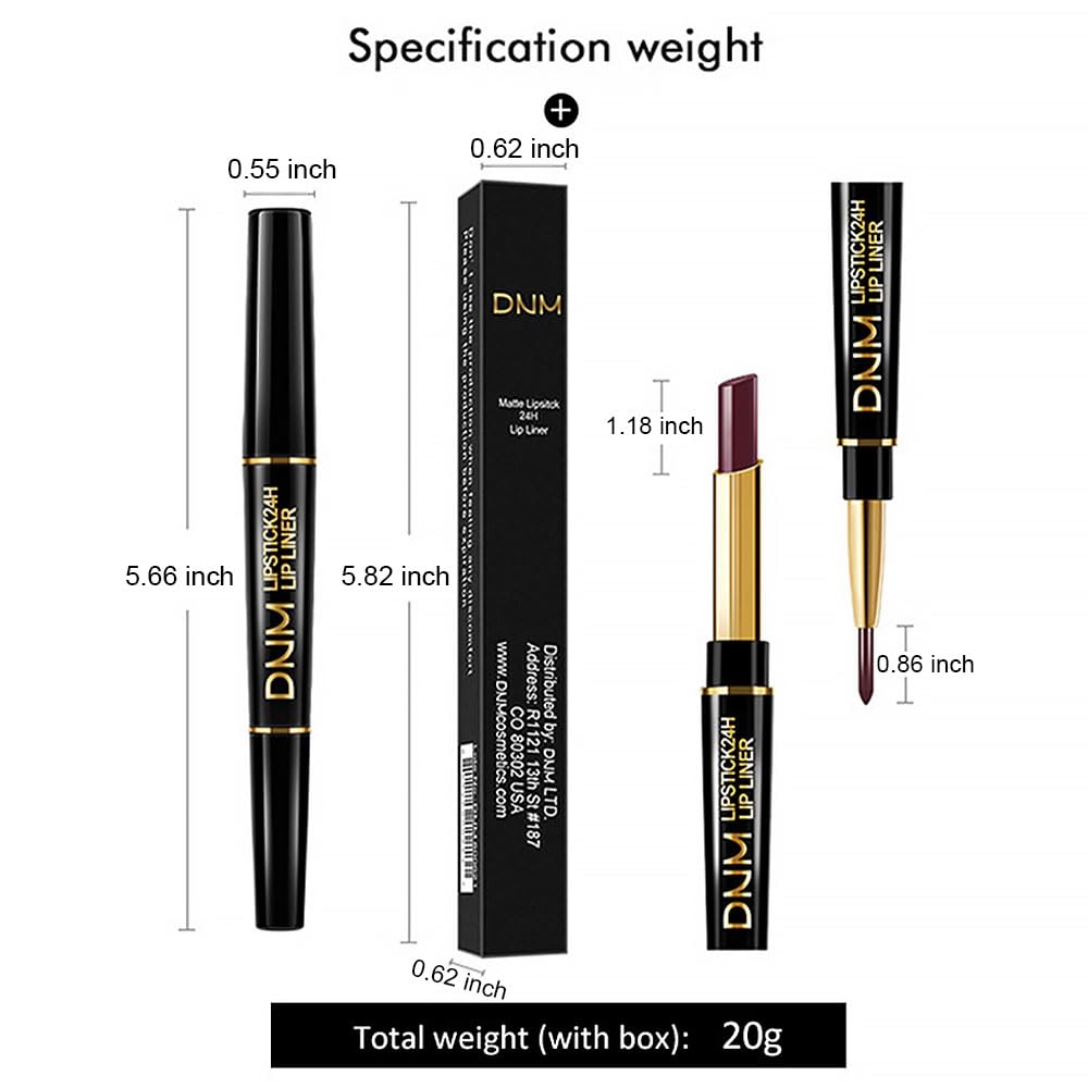 Kaely 2-in-1 Plum Red Lip Liner & Lipstick Set Kit for Women, Matte Lips Kit with Lip Liner Lip Stains Long Lasting Waterproof 24 Hour Lipstick and Lip Liners Combo Lipliners Pencil Set 02
