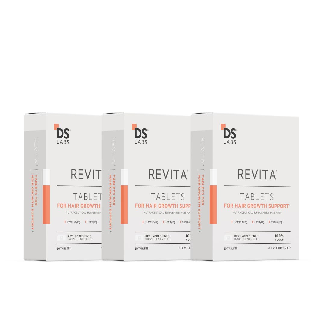 DS Labs Revita Hair Density Support Tablets - Daily Hair Wellness Supplement with Biotin, Zinc, Iron, Vitamin D, Magnesium & Melatonin, for Men & Women, 90 Tablets
