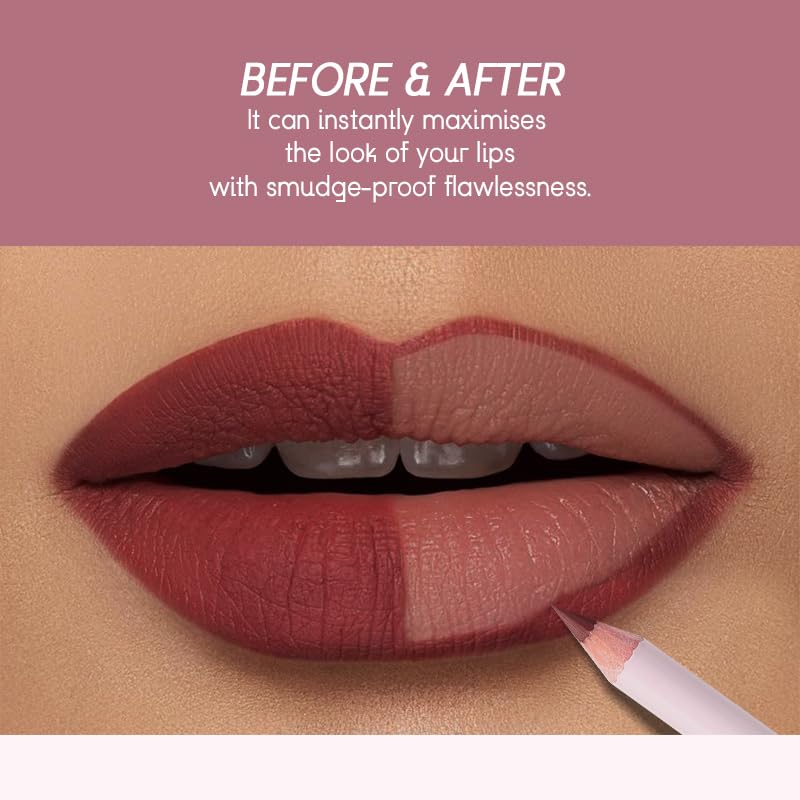 USHAS 2 in 1 Waterproof Lipstick and 24H Lip Liner Set - Long Lasting Matte Lipstick Pen Kits
