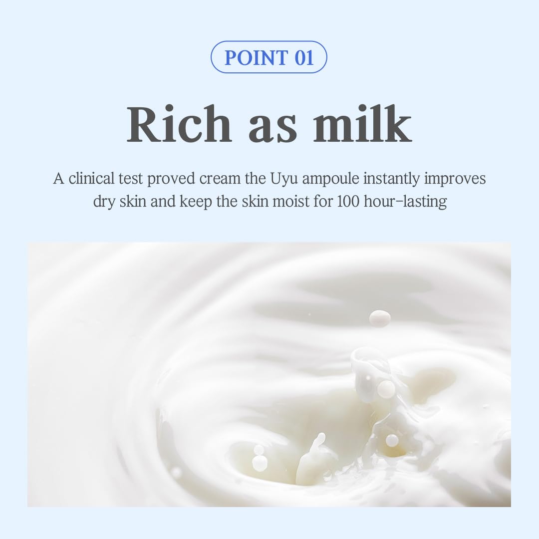 NACIFIC Uyu Cream Moisturizing Set Toner 150ml 5.07fl.oz, Ampoule 50ml 1.69fl.oz, Cream 50ml 1.69fl.oz, Milk Jeju Island, 100 housr lasting, Deep Moisture