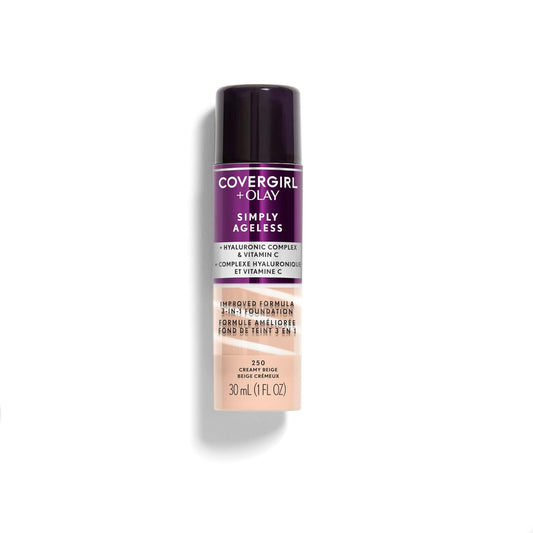 COVERGIRL & Olay Simply Ageless 3-in-1 Liquid Foundation, Creamy Beige, 1 Fl Oz (Pack of 1)