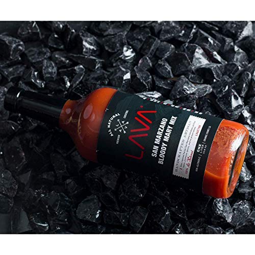 (3 Pack) LAVA Premium Bloody Mary Mix; Italian San Marzano Tomatoes, No Artificial Sweeteners, Vegan, Ready to Use, No Added Sugar, 1-Liter (33.8oz) Glass