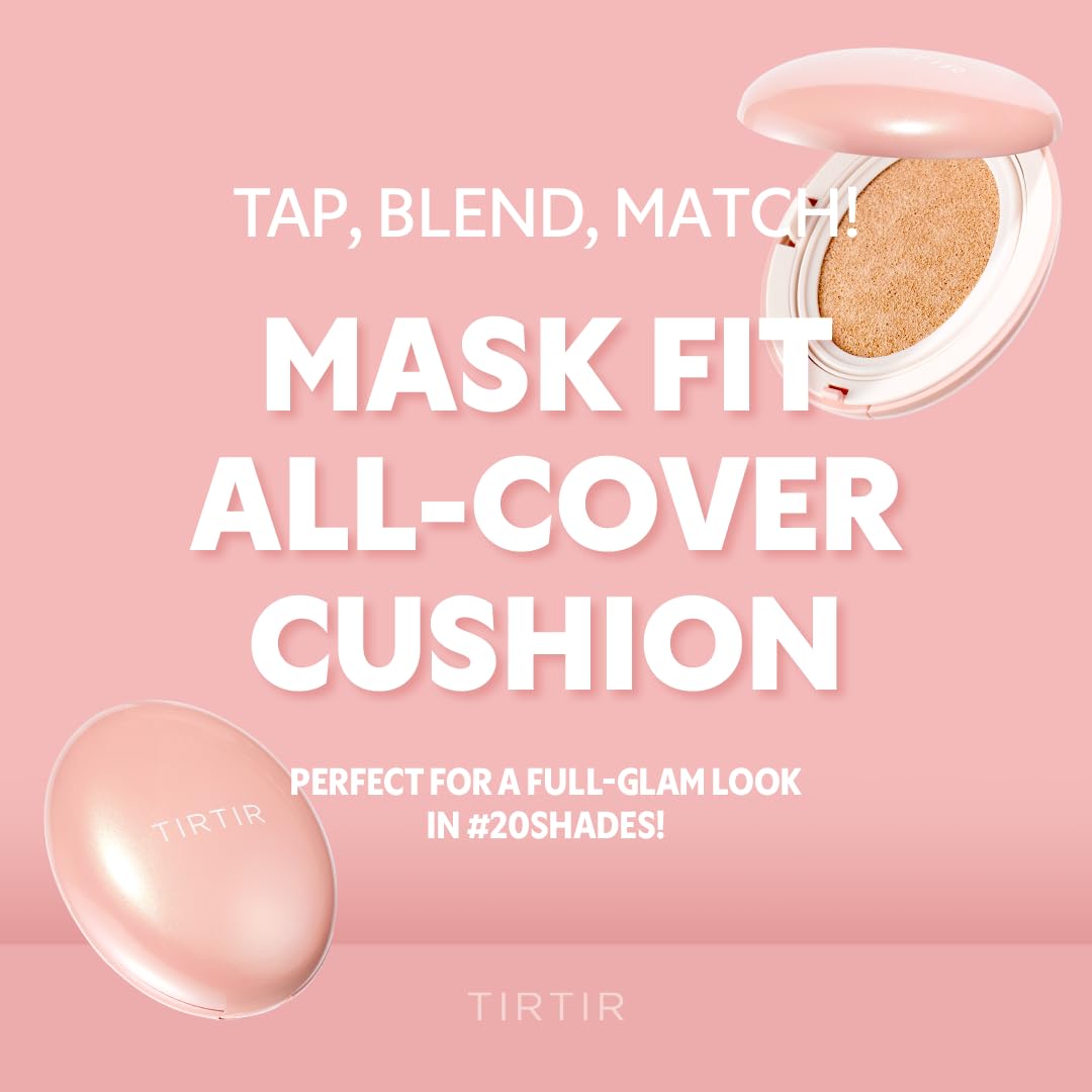 TIRTIR Mask Fit All Cover Pink Cushion Foundation | High coverage, Velvety Matte Finish, Lightweight, Flawless, Corrects Redness, Korean Cushion (#43N Deep Cocoa, Full Size, 0.63 Fl Oz)