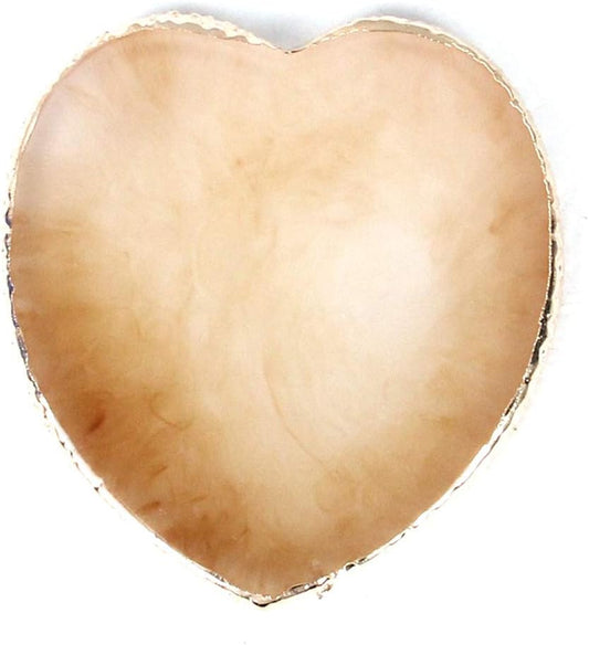 AKOAK 1 Pack Nail Heart Shape Resin Palette Agate Golden Edge Palette Crystal Edge Shooting Prop Palette Works Display Board Tools (Yellow)