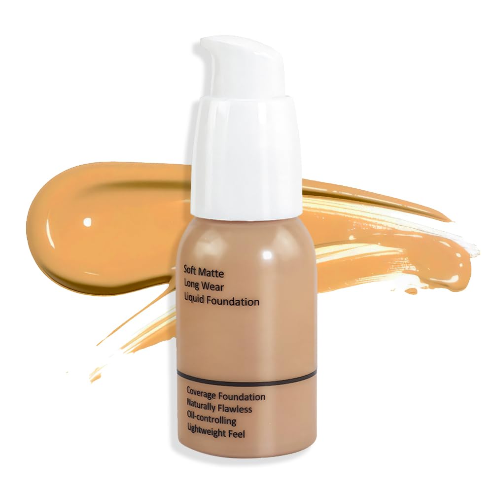 Matte Liquid Full Coverage Foundation, Flawless Soft Matte 24HR Oil Control Full Coverage Foundation Makeup for Women, Long-Lasting Waterproof Full Coverage, 03# Buff Beige (03, Pack of 1)