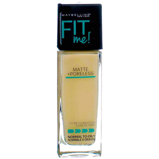 Maybelline New York Fit Me! Matte + Poreless Foundation, Porcelain [110] 1 oz (Pack of 3)