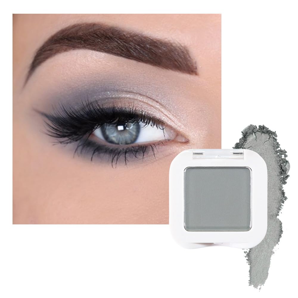 evpct Matte Grey Eyeshadow Singles, Smoky Gray Grey Dusty blue Cream Single Matte Eye Shadow Palette Makeup for Older Women, High Pigment Waterproof Monochrome Mini Eyeshadow Palette, sombra de ojos