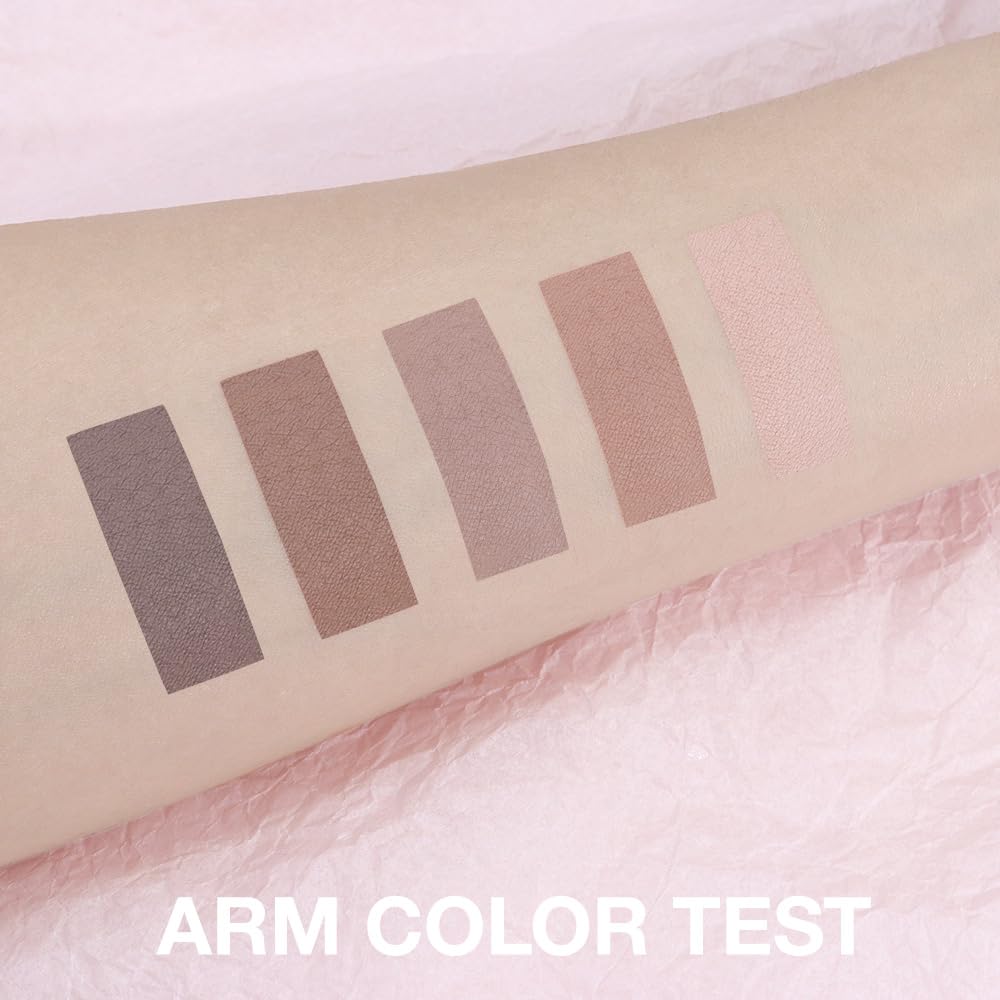 5 Colors Matte Nude Eyeshadow Makeup Palette, Nude Brown Cocoa Taupe Ebony Black Smokey Matte Cream Mini Eye Shadow Palette Makeup for Older Women Blue Green Eye, Contour Palettes sombras de ojos