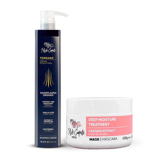Torrano Keratin Kit, Keratin Hair Treatment Straightening in 1 Step (500ml) + Argan Oil Mask (250g)-Nanoplastia Keratina para Alisar el Pelo Sin Formol- Progressiva (2 pack)