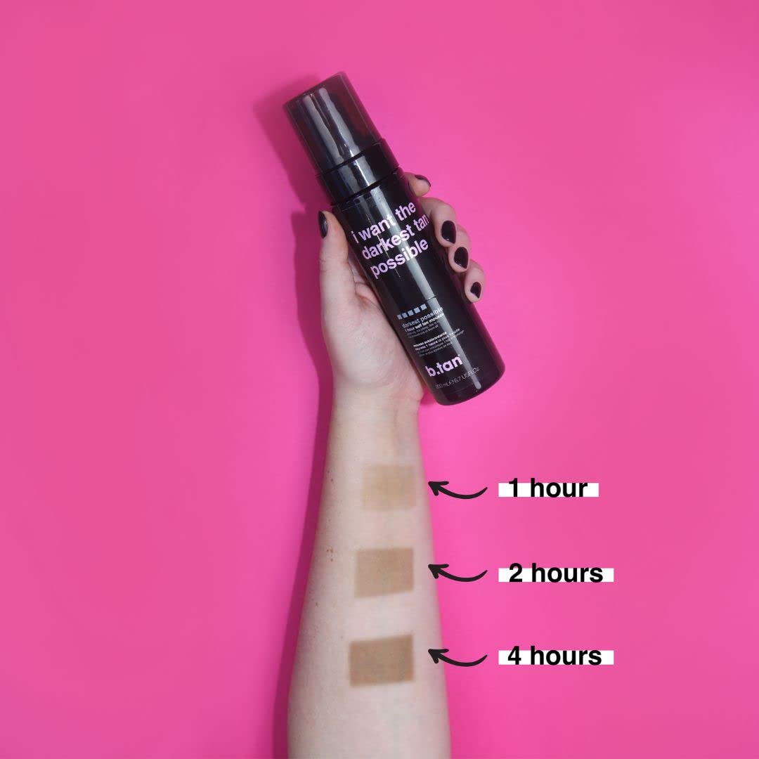 b.tan Ultra Dark Self Tanner Mousse | I Want The Darkest Tan Possible - Fast, 1 Hour Express Sunless Tanning Foam, Golden Bronzing Glow, Face & Body, No Fake Tan Smell, Vegan, Cruelty Free, 6.7 Fl Oz