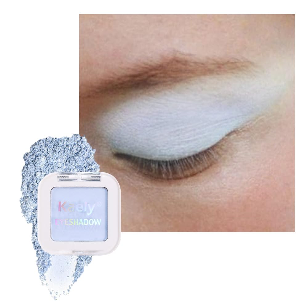 Kaely Pressed Single Eyeshadow Makeup, Light Blue Monochrome Matte Eye Shadow for Older Women, Neutral Powder Eyeshadow Palette Pigmented Waterproof, sombras para ojos, Lightweight Blendable, 22