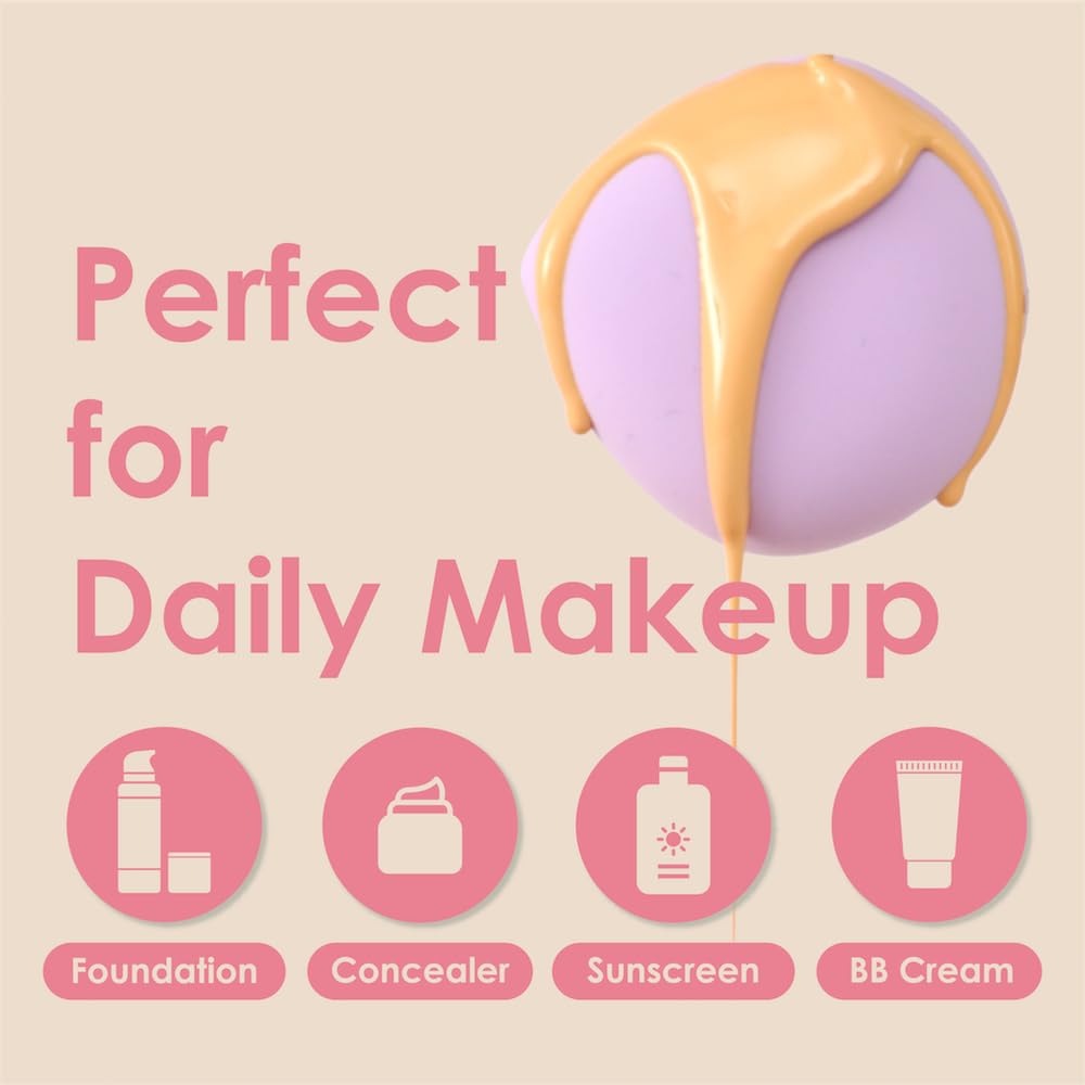 4Pcs Makeup Sponge Puff Latex-free Soft Beauty Sponge Perfect for Liquid Foundation Concealer Cream Powder, High-density and Flexible Blender Sponge, 4 Color Pack Blue Purple Pink Beige