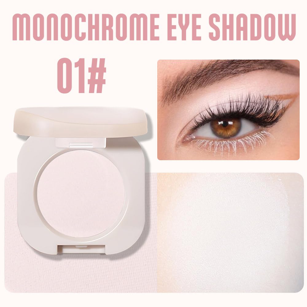 Pressed Single Matte Eyeshadow Palette Makeup, Matte nude White Eyeshadow For Women, Pigmented Waterproof Sombras Para Ojos, Single Pressed Powder Vegan, Talc, Paraben & Cruelty Free(01)