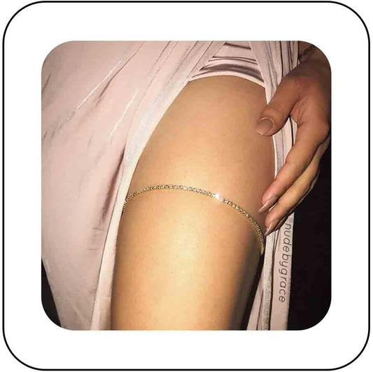 Boho Crystal Thigh Chain Gold Body Chain Leg Chains Body Jewelry Accessories for Women and Girls (Gold)