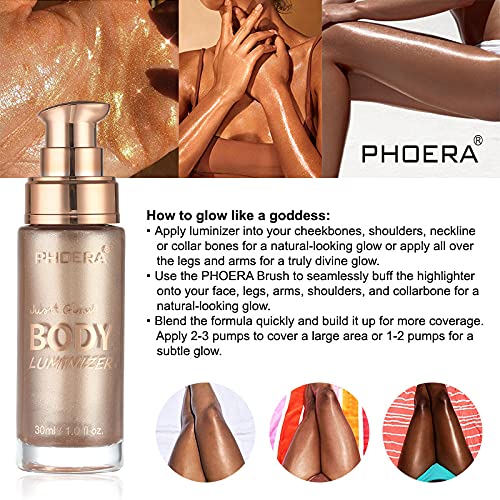2 Pack Body Luminizer, High Gloss Waterproof Body Luminizer Glitter Face Shimmer Moisturizer Lotion Tan Cream Foundation Makeup Bronzer(103 Glistering Bronze)