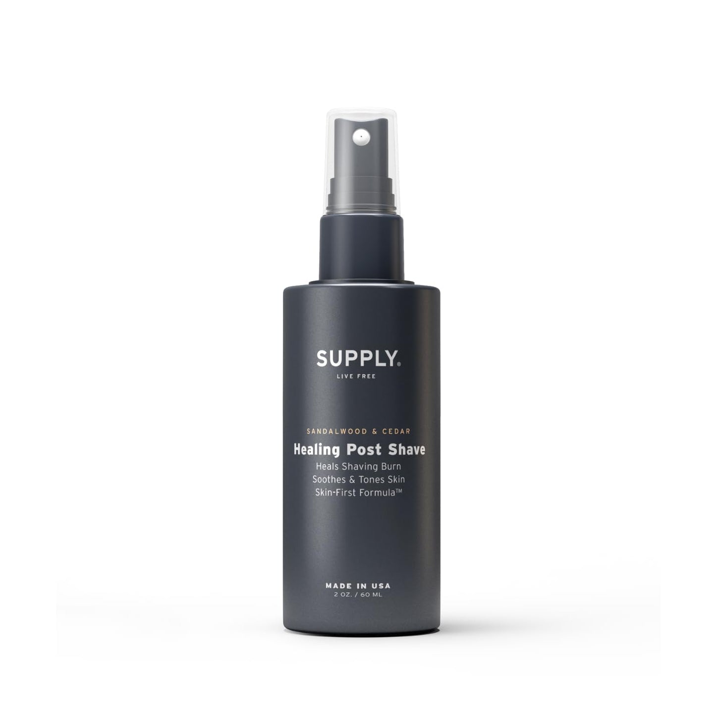 SUPPLY Healing Post Shave- Sandalwood & Cedar After Shave- Alcohol- Free Soothing Formula for Men- Nourishes, Soothes and Boost Cell Repair- for Sensitive and Acne-Prone Skin- 2 oz. Bottle
