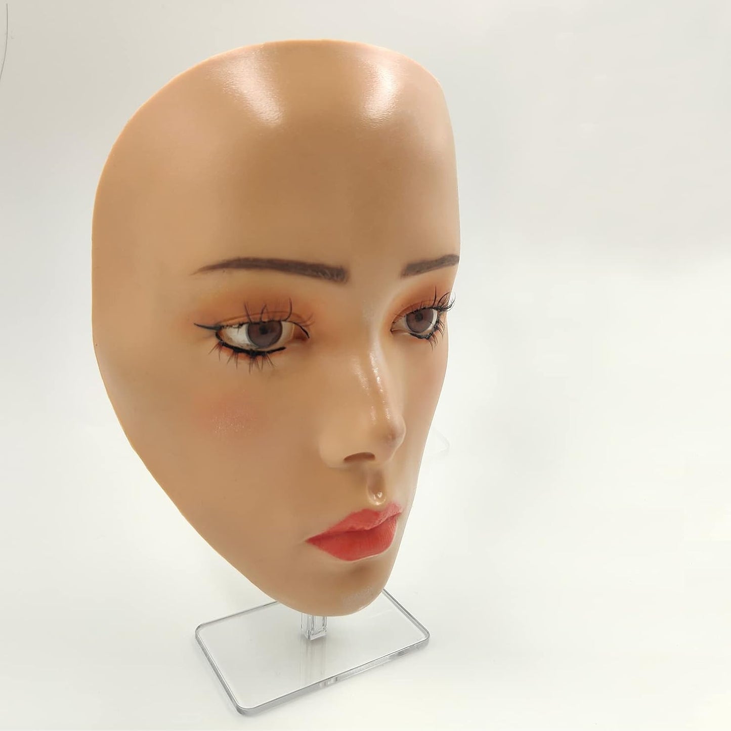 3D Makeup Practice Face,Reusable Makeup Mannequin Face with Makeup Brushes Set,Silicone Full Face Practice Eyelash Eye Shadow,for Emerging Makeup Artist,for Girl's Gift