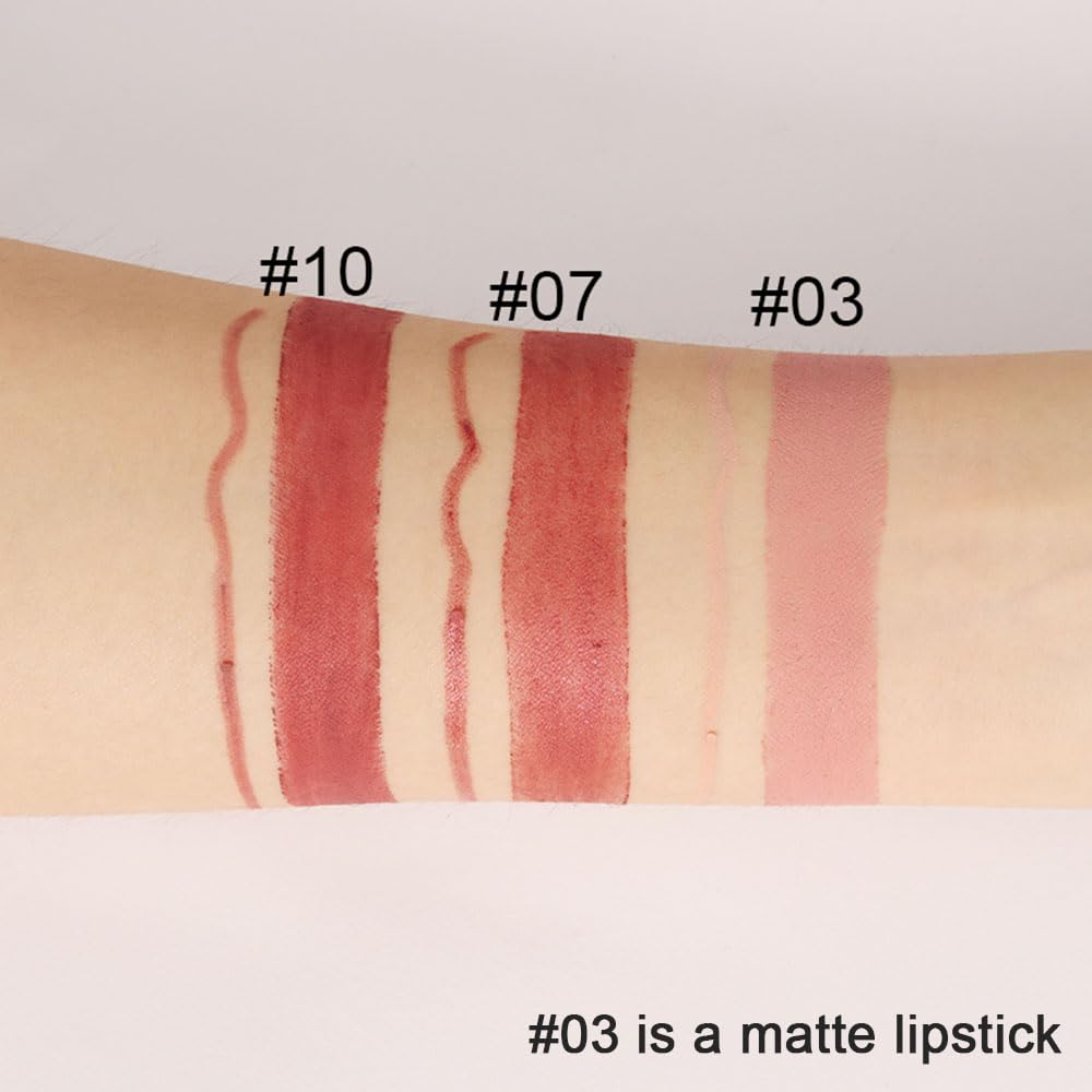 evpct 1Pcs Nude Beige Brown Matte Lip Liner and Lipstick Set Kit for Women, 24 Hour Waterproof, Dual-Ended Lipstick and Lip Liner Combo